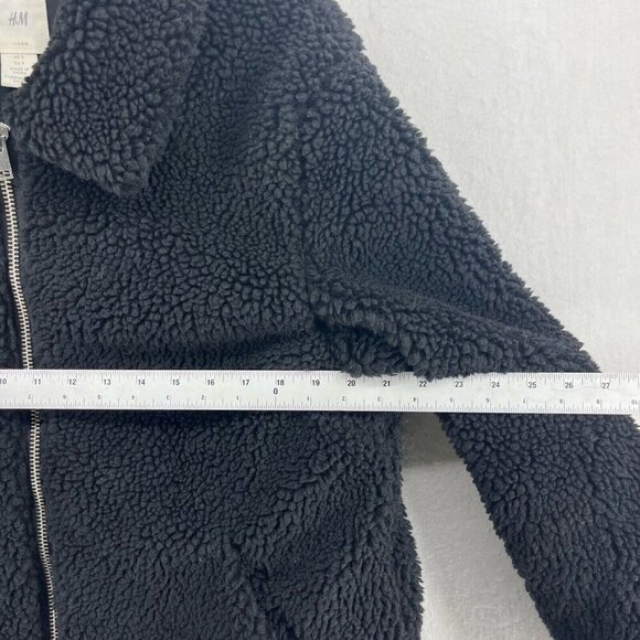 H&M LOGG Jacket Womens S Black Sherpa Fleece Lined Relaxed Fit Furry Casual - Picture 3 of 13